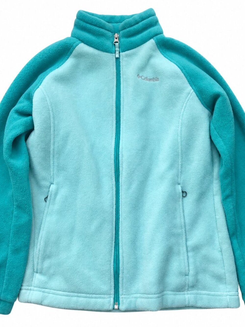 Columbia Girls Fleece Jacket Youth L 14/16 Teal Aqua Full Zip